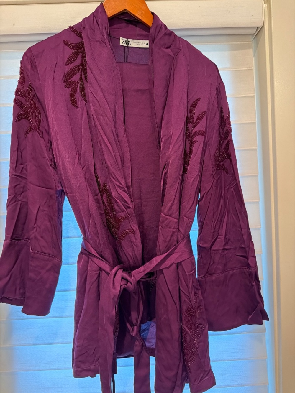 ZARA Embellished Belted Blazer & Pants Set | Plum | Beaded | NWT | Size M - Picture 7 of 7
